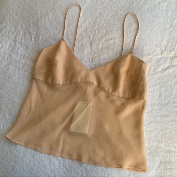 NWT Ulla Johnson Demi Silk Chiffon Sheer Cami Camisole Tank Peony Peach Nude 90s - Picture 6 of 12